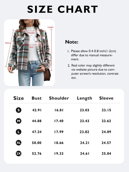 Womens Shacket Plaid Shirts Flannel Shacket Jacket Long Sleeve Button down Shirt Trendy Fall Outfits for Women Coats