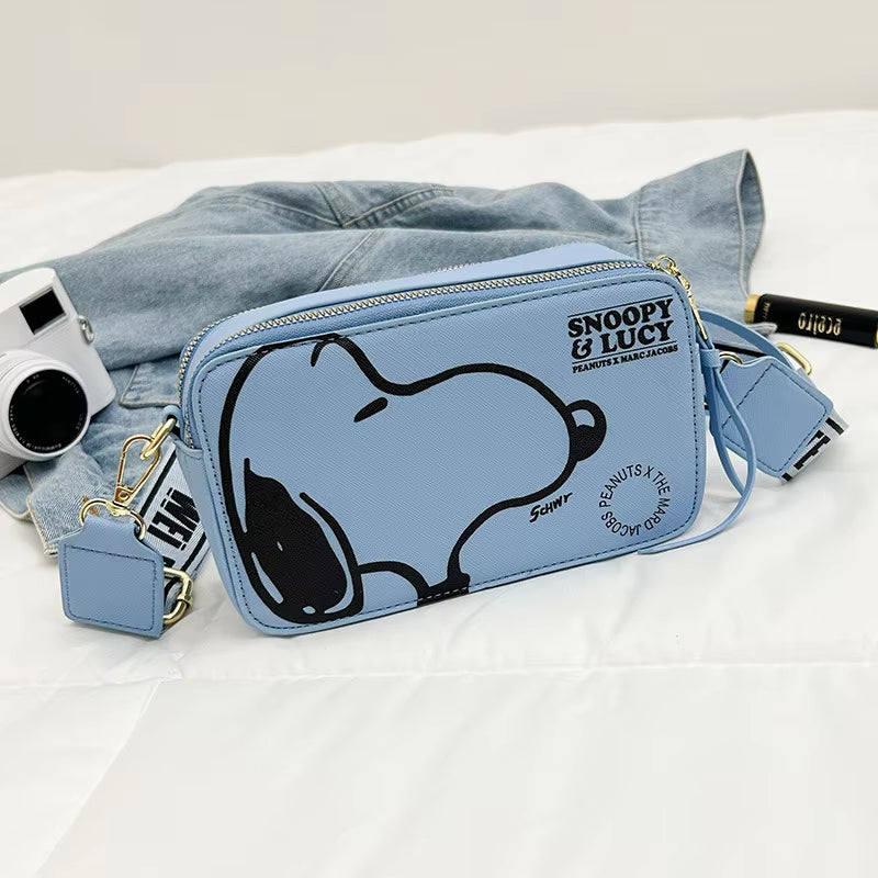 Cartoon Printed Women'S Crossbody Bag Snoopy Shoulder Bag Casual Fashion Small Square Bag PU Camera Bag