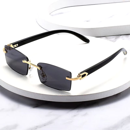 Buffalo Horn Sunglasses Rimless Square Luxury Designer White Black Buffs Sun Glasses Trendy Eyewear Gafas De Sol Hombre