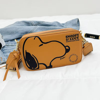 Cartoon Printed Women'S Crossbody Bag Snoopy Shoulder Bag Casual Fashion Small Square Bag PU Camera Bag