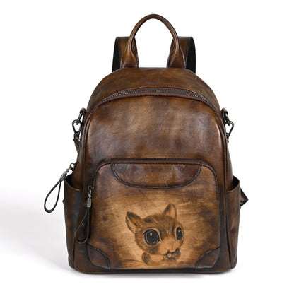 Whimsy Charm Leather Backpack