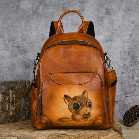 Whimsy Charm Leather Backpack