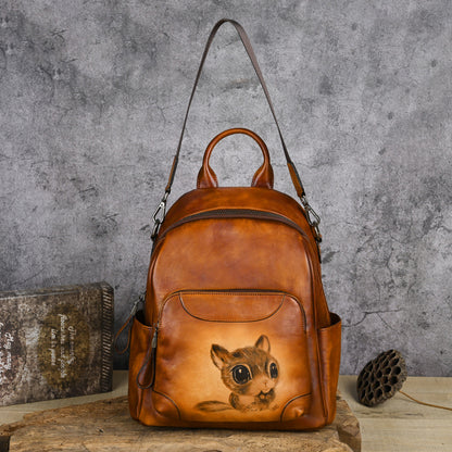 Whimsy Charm Leather Backpack