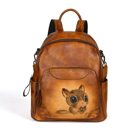 Whimsy Charm Leather Backpack