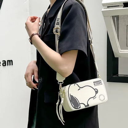 Cartoon Printed Women'S Crossbody Bag Snoopy Shoulder Bag Casual Fashion Small Square Bag PU Camera Bag