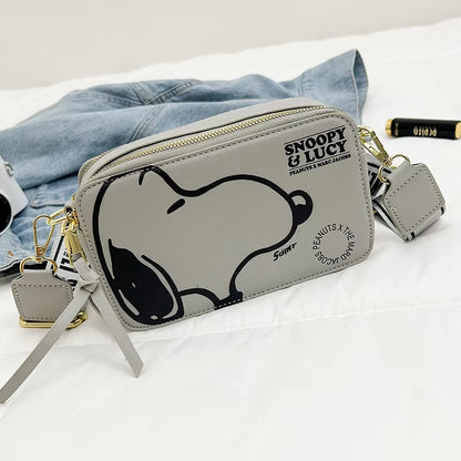 Cartoon Printed Women'S Crossbody Bag Snoopy Shoulder Bag Casual Fashion Small Square Bag PU Camera Bag