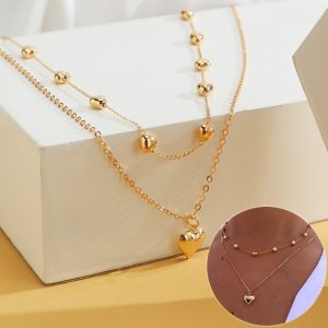 Double-Layer Heart Pendant Necklace – Minimalist Love-Inspired Jewelry