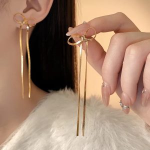 Non-Tarnish Bow Drop Earrings – Hypoallergenic & Elegant Dangle Design