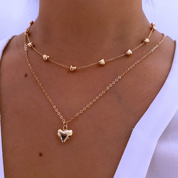 Double-Layer Heart Pendant Necklace – Minimalist Love-Inspired Jewelry - Image 3