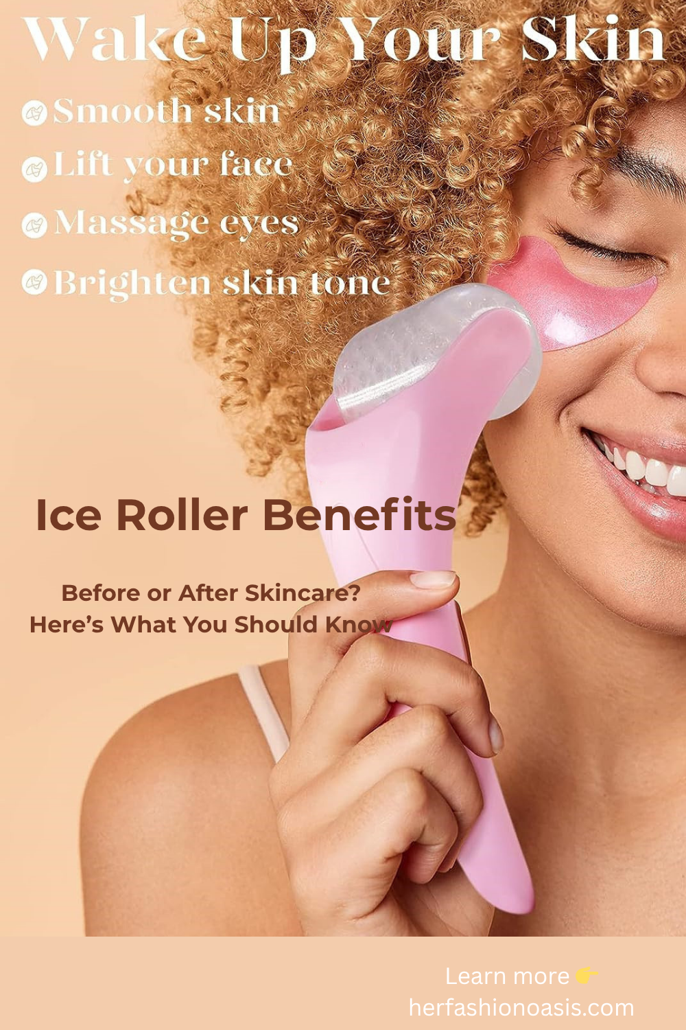 Cooling ice roller used to soothe and depuff the skin.